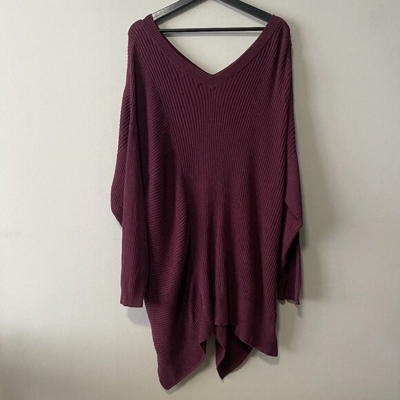 DG2 Diane Gilman Burgundy Cotton Blend V-Neck Sweater - Picture 2 of 13